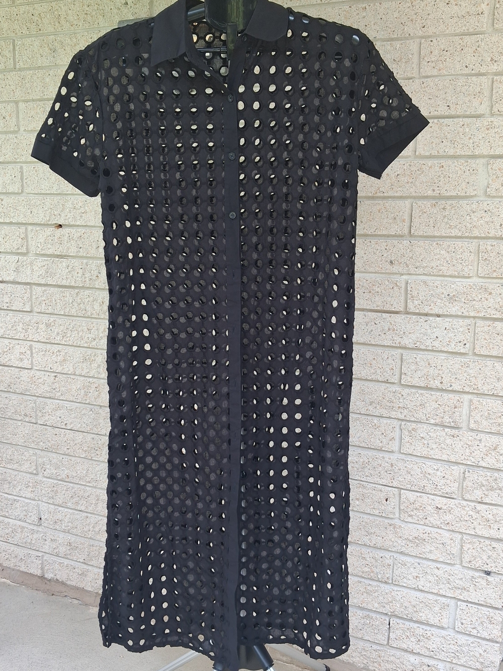Adiva Black Eyelet Midi Shirt Dress